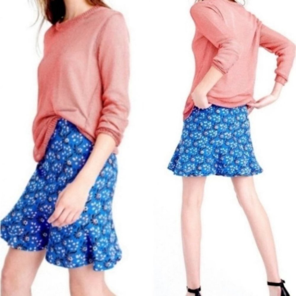 J Crew Bandana Print‎ Flutter Mini Skirt Vintage Scarf Blue Size 2 Bohemian Boho